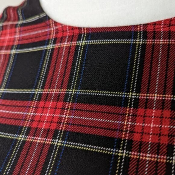 Zara plaid long sleeve cropped blouse red black - Picture 3 of 7